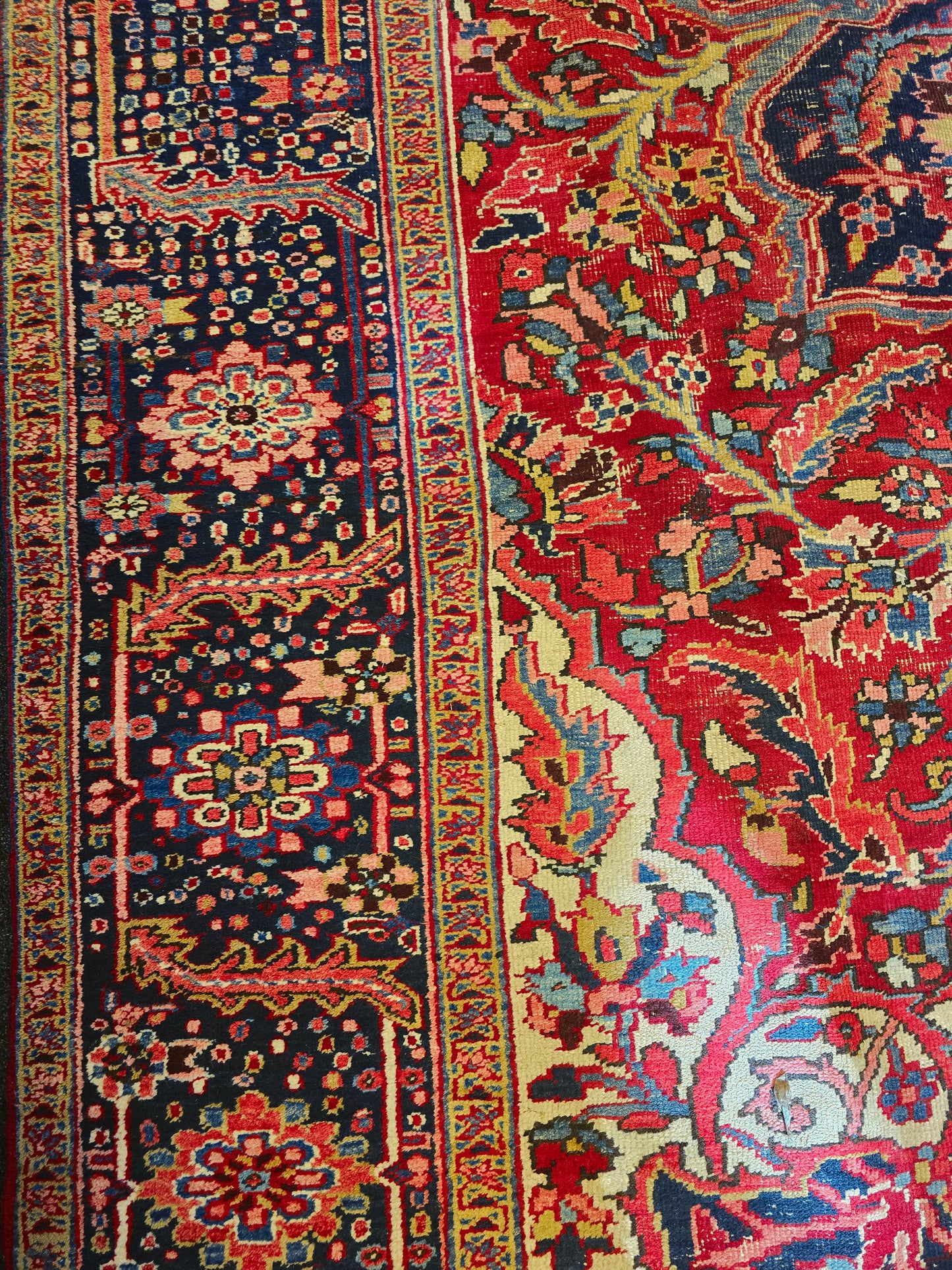Groot perzisch tapijt Heriz 430 x 330 extra large handgeknoopt wollen vloerkleed