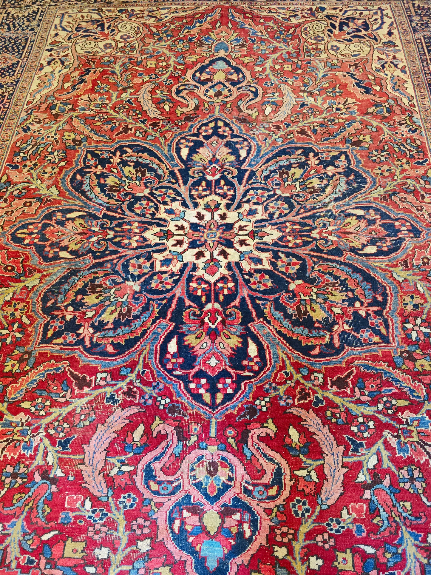 Groot perzisch tapijt Heriz 430 x 330 extra large handgeknoopt wollen vloerkleed