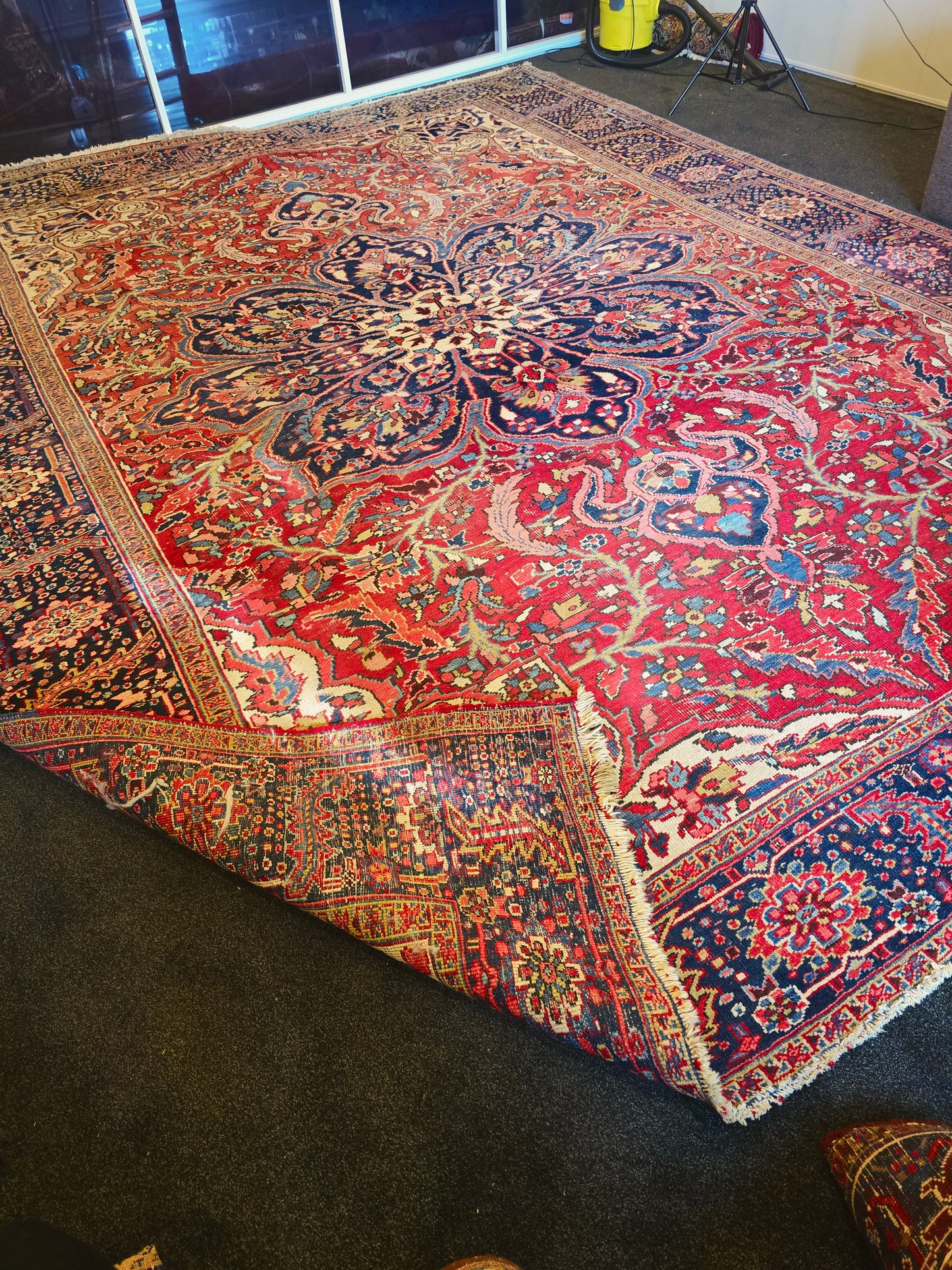 Groot perzisch tapijt Heriz 430 x 330 extra large handgeknoopt wollen vloerkleed
