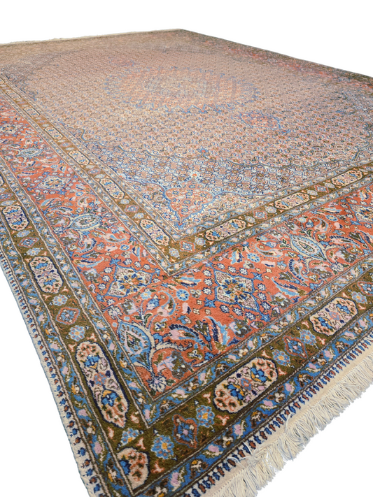 Groot perzisch moud 400x300 wollen vloerkleed iran handgeknoopt
