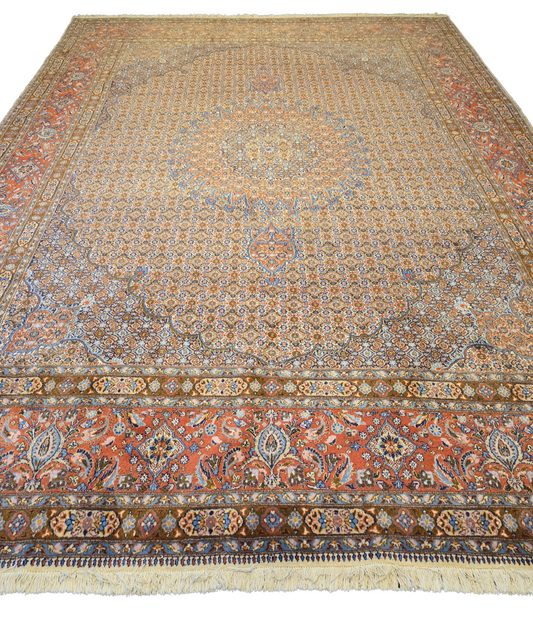Groot perzisch moud 400x300 wollen vloerkleed iran handgeknoopt