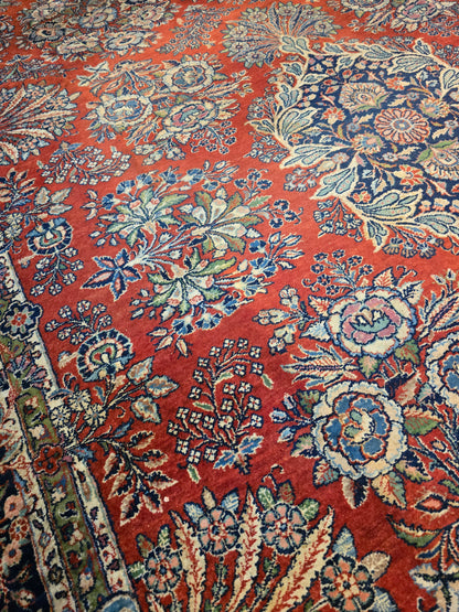 Groot Antiek perzisch tapijt American Sarough 320x220 handgeknoopt wollen vloerkleed