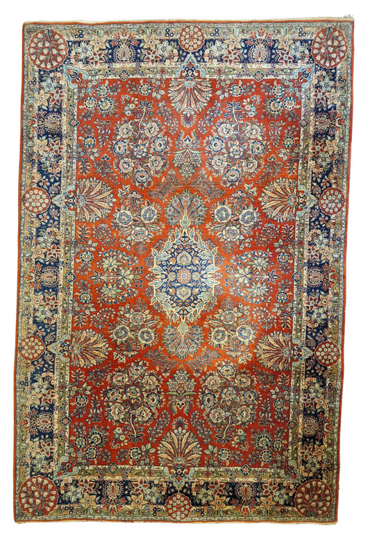 Groot Antiek perzisch tapijt American Sarough 320x220 handgeknoopt wollen vloerkleed