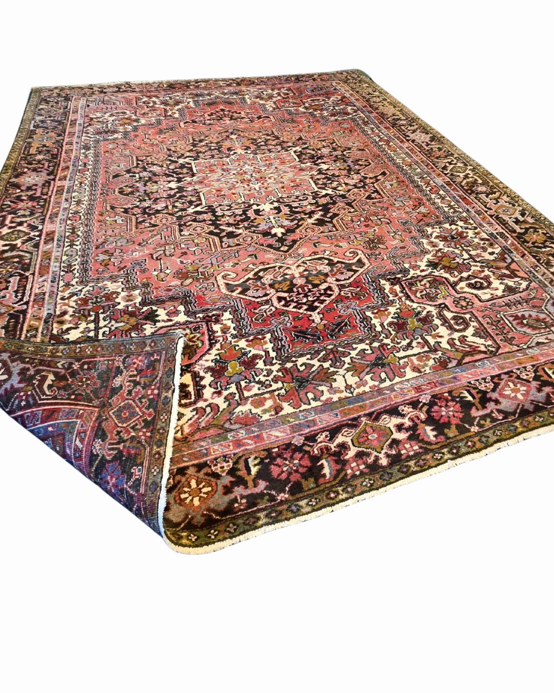 Groot Perzisch tapijt Heriz 350x270 wollen vloerkleed Iran Handgeknoopt