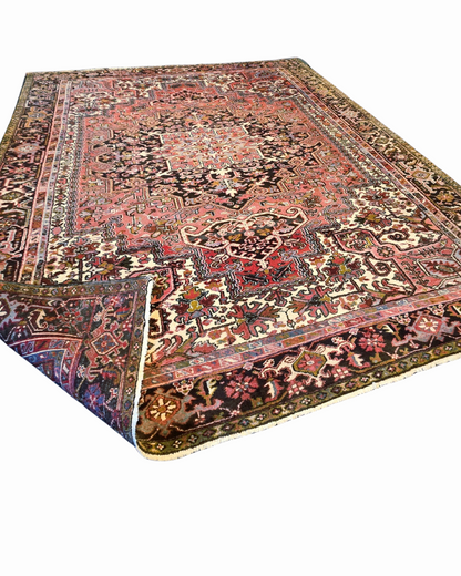 Groot Perzisch tapijt Heriz 350x270 wollen vloerkleed Iran Handgeknoopt