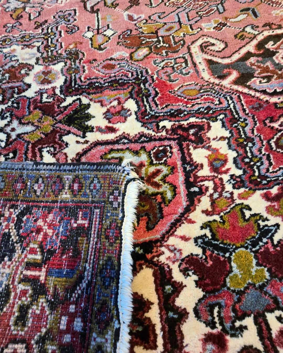 Groot Perzisch tapijt Heriz 350x270 wollen vloerkleed Iran Handgeknoopt