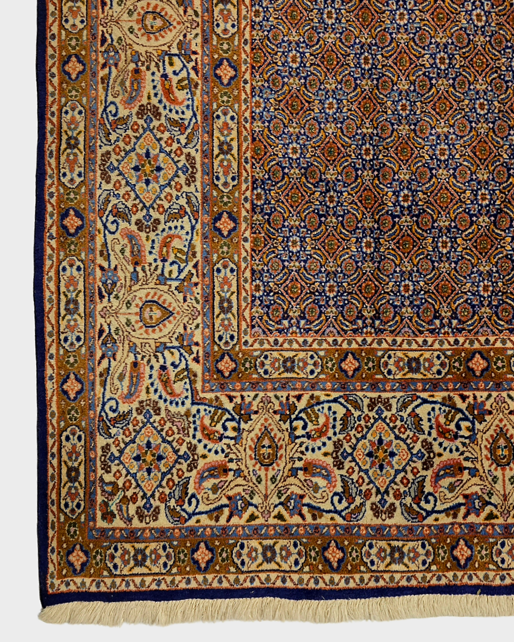 Groot Perzich tapijt Moud 350x250 wollen zijde vloerkleed handgeknoopt Iran