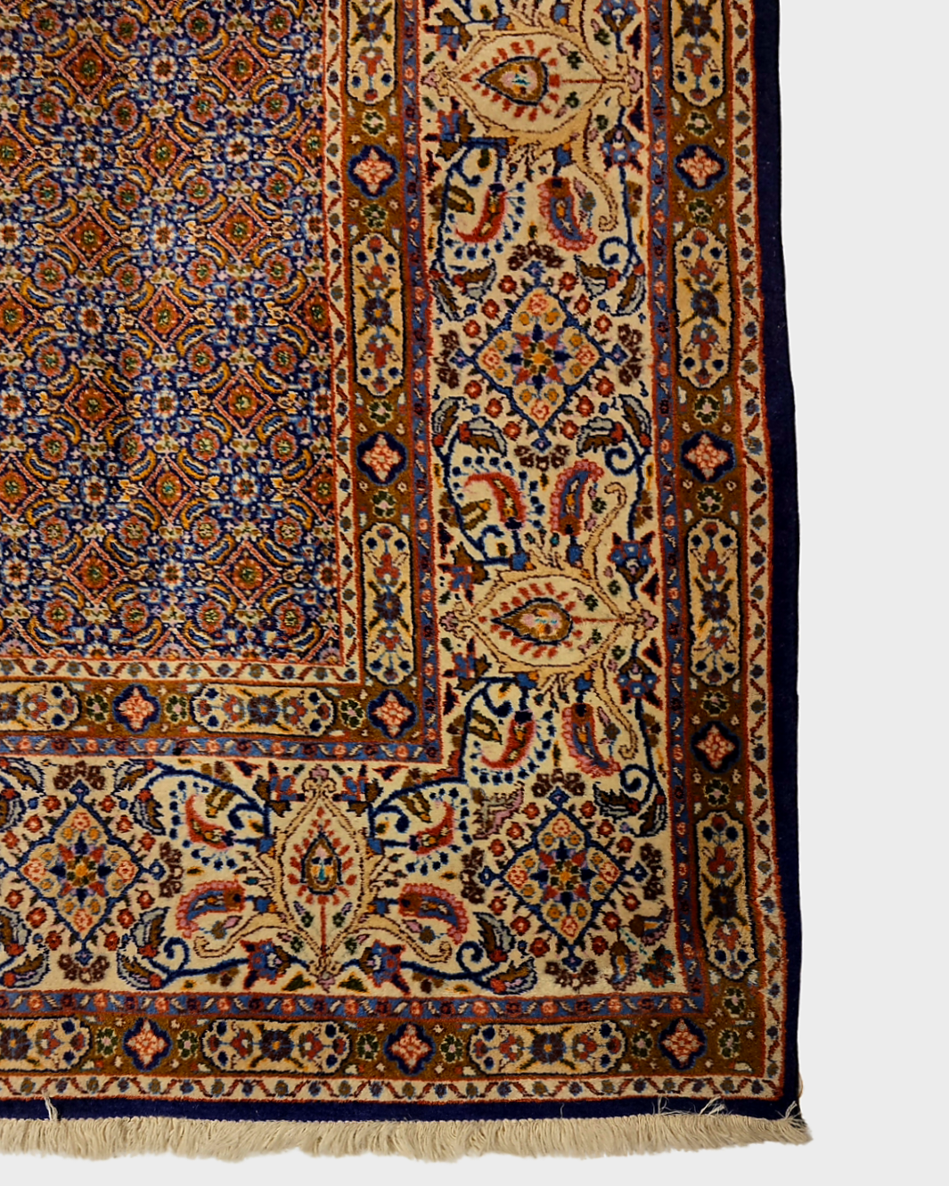 Groot Perzich tapijt Moud 350x250 wollen zijde vloerkleed handgeknoopt Iran