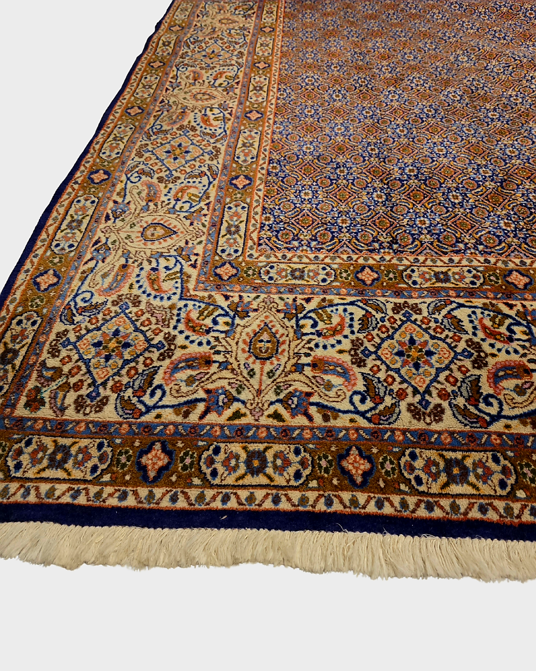 Groot Perzich tapijt Moud 350x250 wollen zijde vloerkleed handgeknoopt Iran