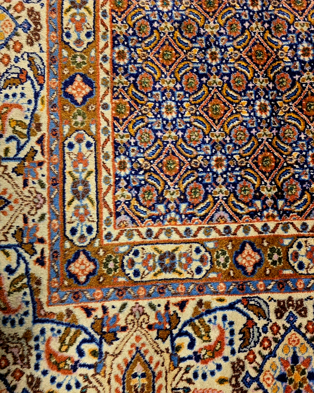 Groot Perzich tapijt Moud 350x250 wollen zijde vloerkleed handgeknoopt Iran