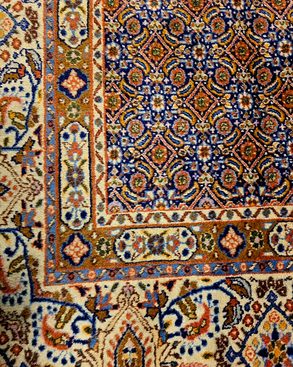 Groot Perzich tapijt Moud 350x250 wollen zijde vloerkleed handgeknoopt Iran