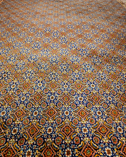 Groot Perzich tapijt Moud 350x250 wollen zijde vloerkleed handgeknoopt Iran