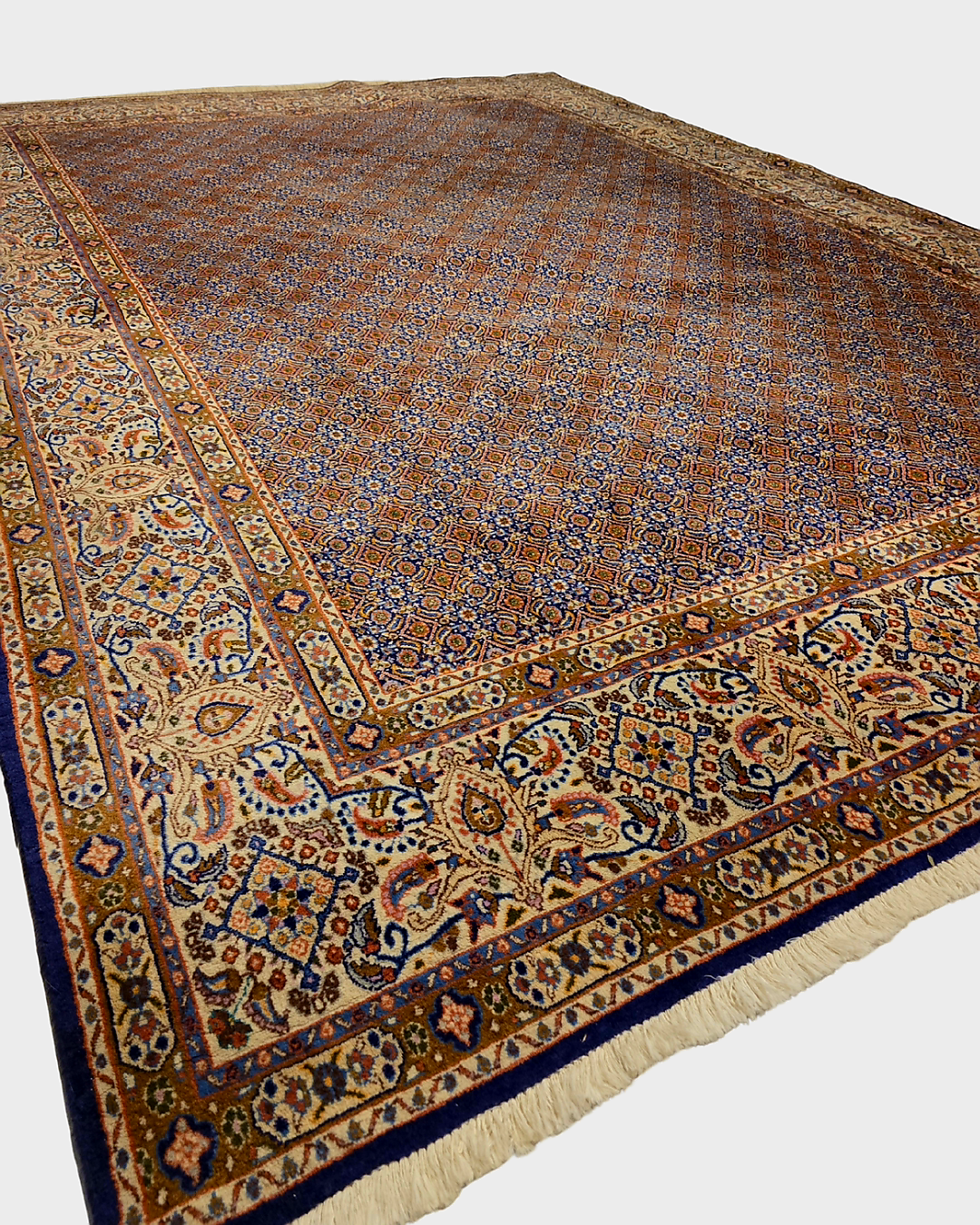 Groot Perzich tapijt Moud 350x250 wollen zijde vloerkleed handgeknoopt Iran