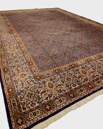 Groot Perzich tapijt Moud 350x250 wollen zijde vloerkleed handgeknoopt Iran