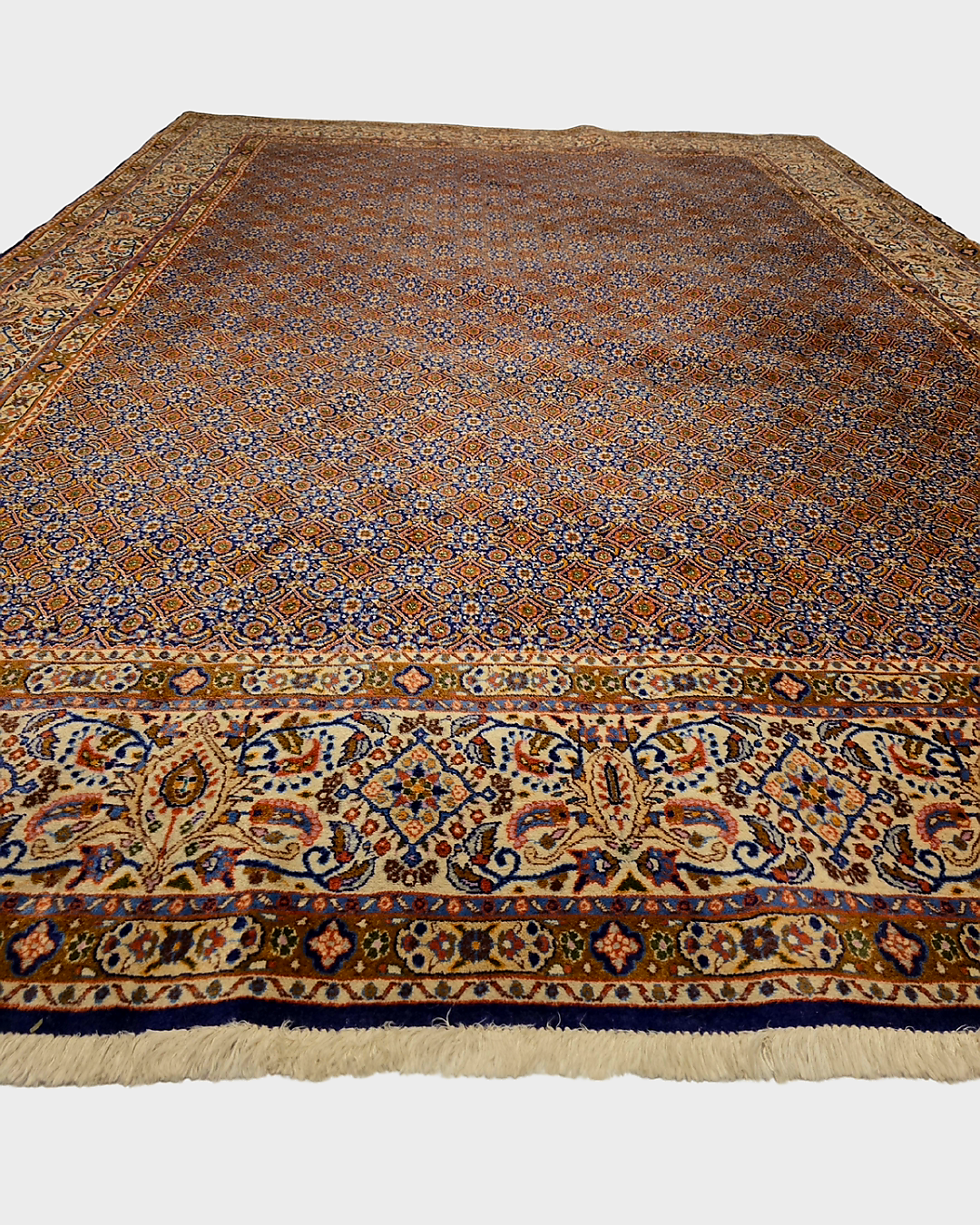 Groot Perzich tapijt Moud 350x250 wollen zijde vloerkleed handgeknoopt Iran