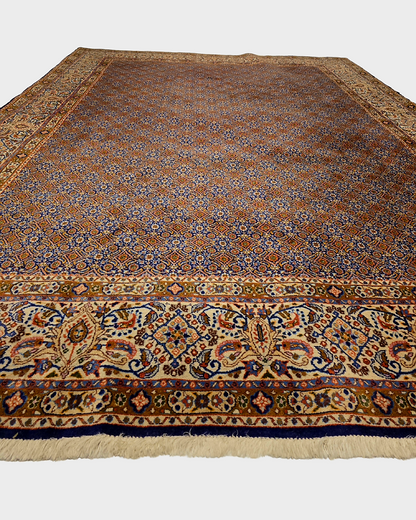 Groot Perzich tapijt Moud 350x250 wollen zijde vloerkleed handgeknoopt Iran