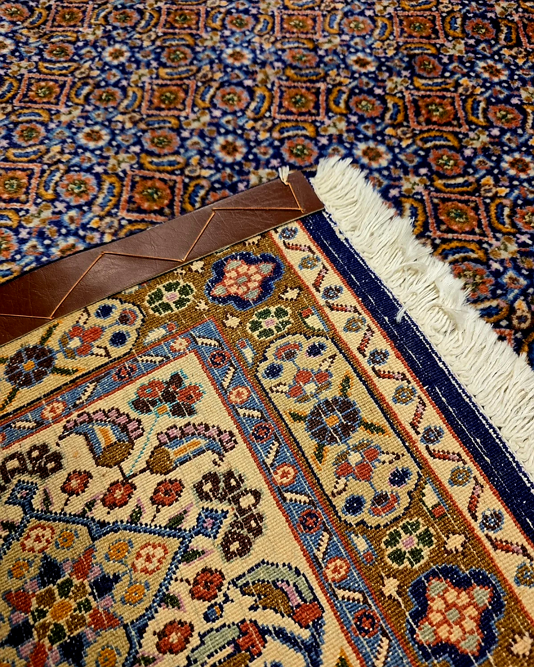 Groot Perzich tapijt Moud 350x250 wollen zijde vloerkleed handgeknoopt Iran