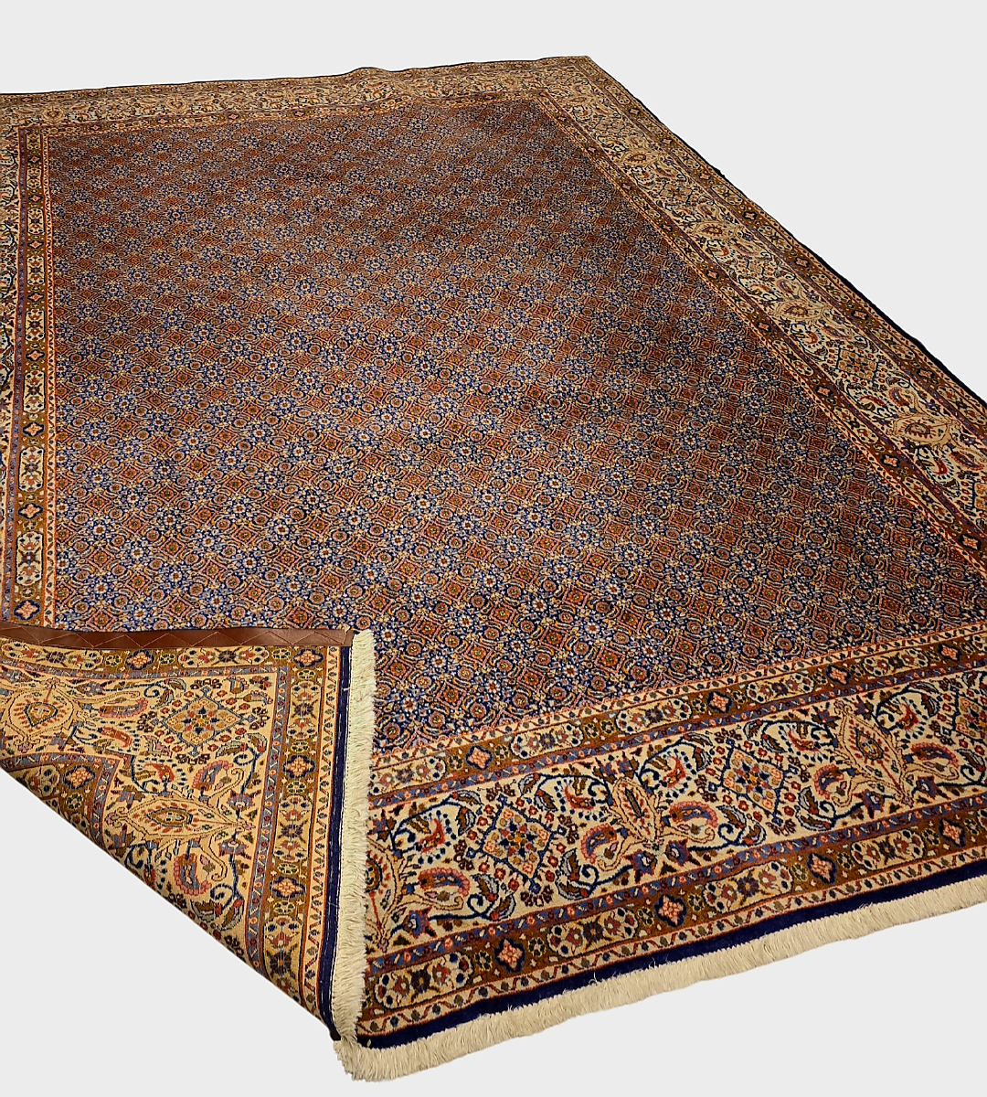 Groot Perzich tapijt Moud 350x250 wollen zijde vloerkleed handgeknoopt Iran