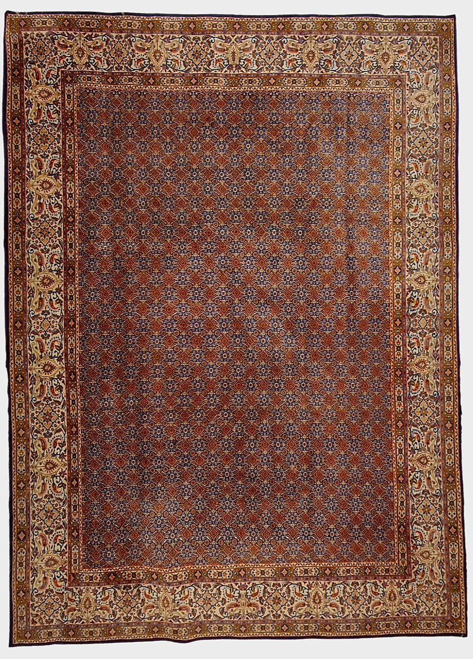 Groot Perzich tapijt Moud 350x250 wollen zijde vloerkleed handgeknoopt Iran