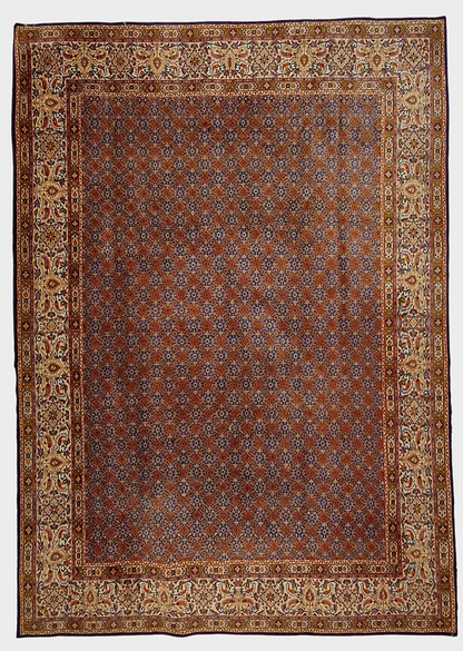 Groot Perzich tapijt Moud 350x250 wollen zijde vloerkleed handgeknoopt Iran