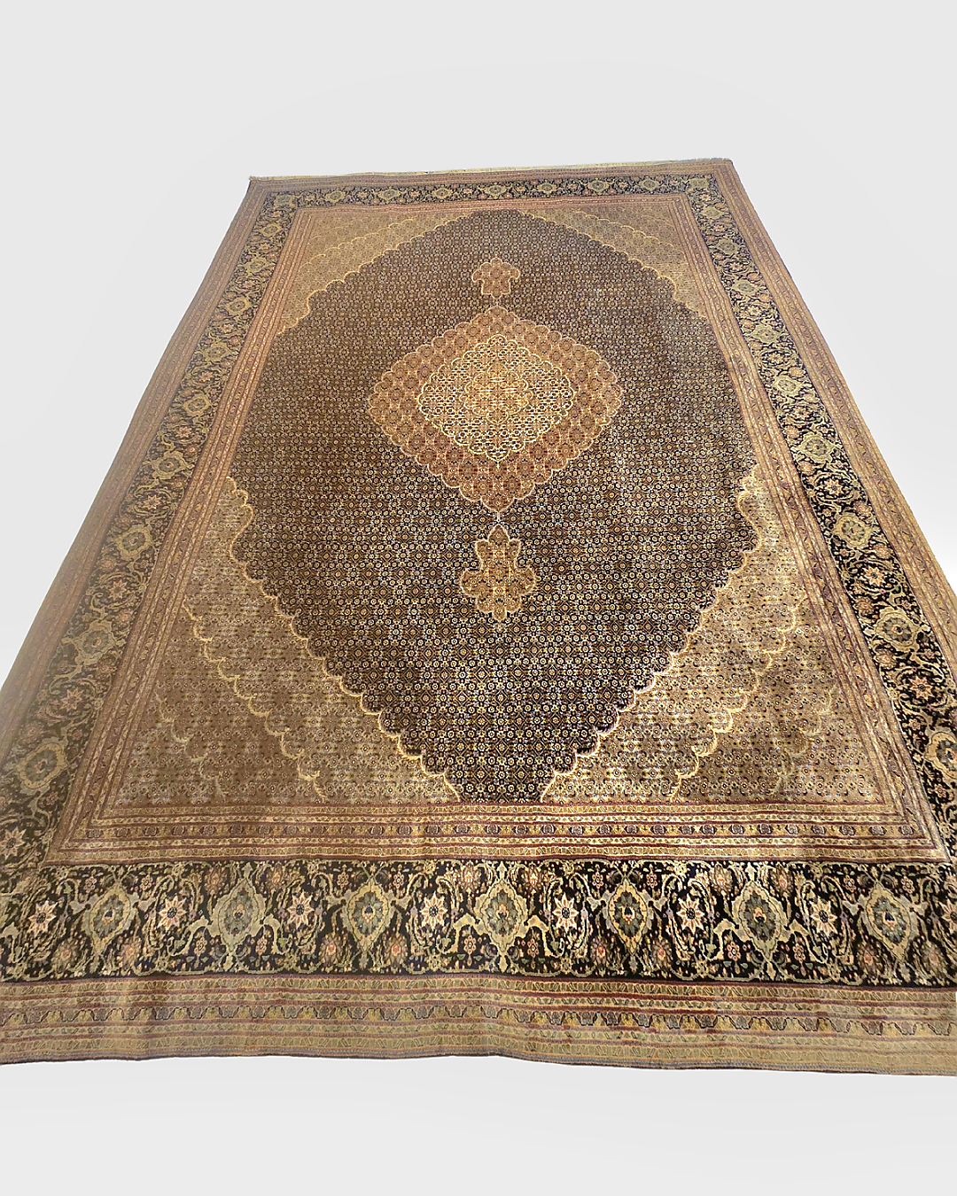 Groot Perzisch tapijt Tabriz Mahi 355x255 wollen vloerkleed Iran Handg ...
