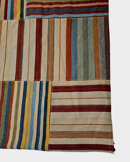 Groot Kelim Patchwork 300x250 wollen vloerkleed India handgeweven