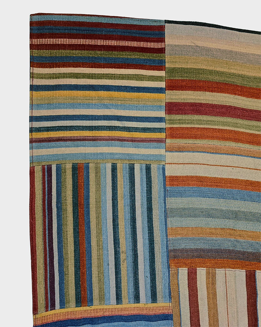 Groot Kelim Patchwork 300x250 wollen vloerkleed India handgeweven