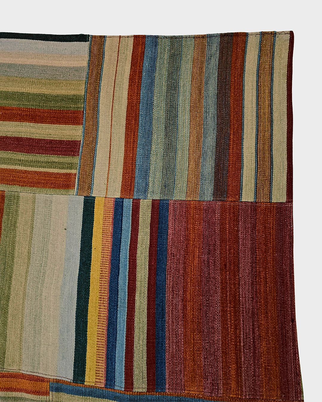 Groot Kelim Patchwork 300x250 wollen vloerkleed India handgeweven