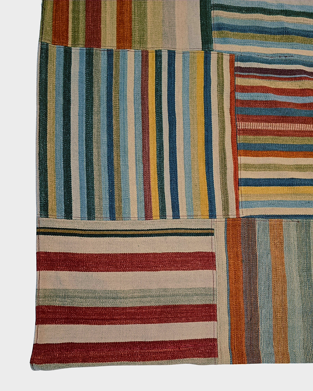 Groot Kelim Patchwork 300x250 wollen vloerkleed India handgeweven