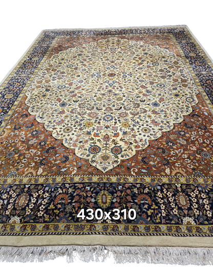 Groot Perzisch Tapijt Tabriz 430x310 wollen vloerkleed handgeknoopt