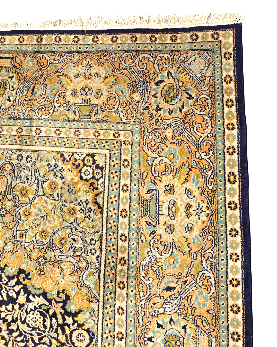 Groot Perzisch tapijt 345x245 zijde vloerkleed handgeknoopt Kashmir