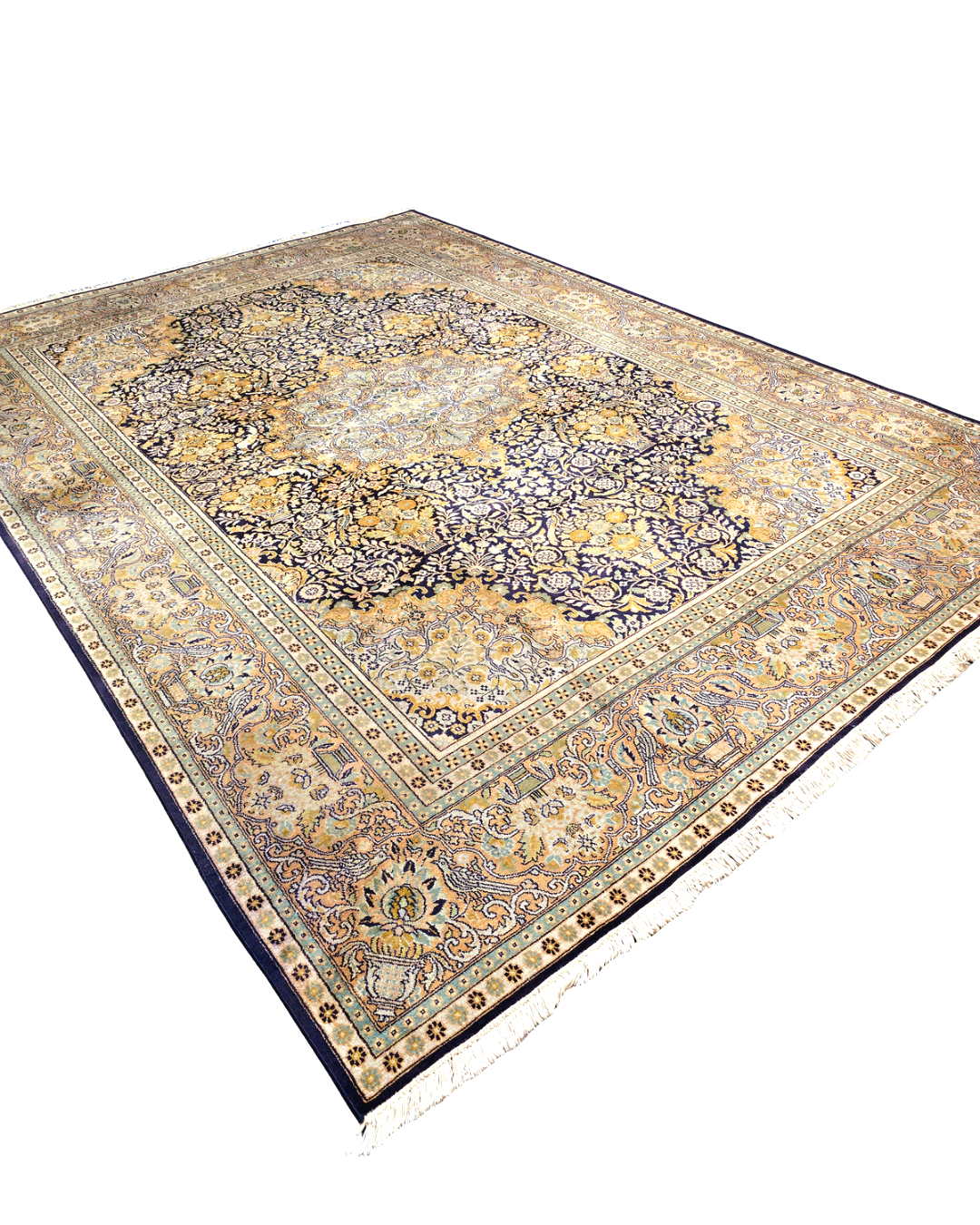 Groot Perzisch tapijt 345x245 zijde vloerkleed handgeknoopt Kashmir