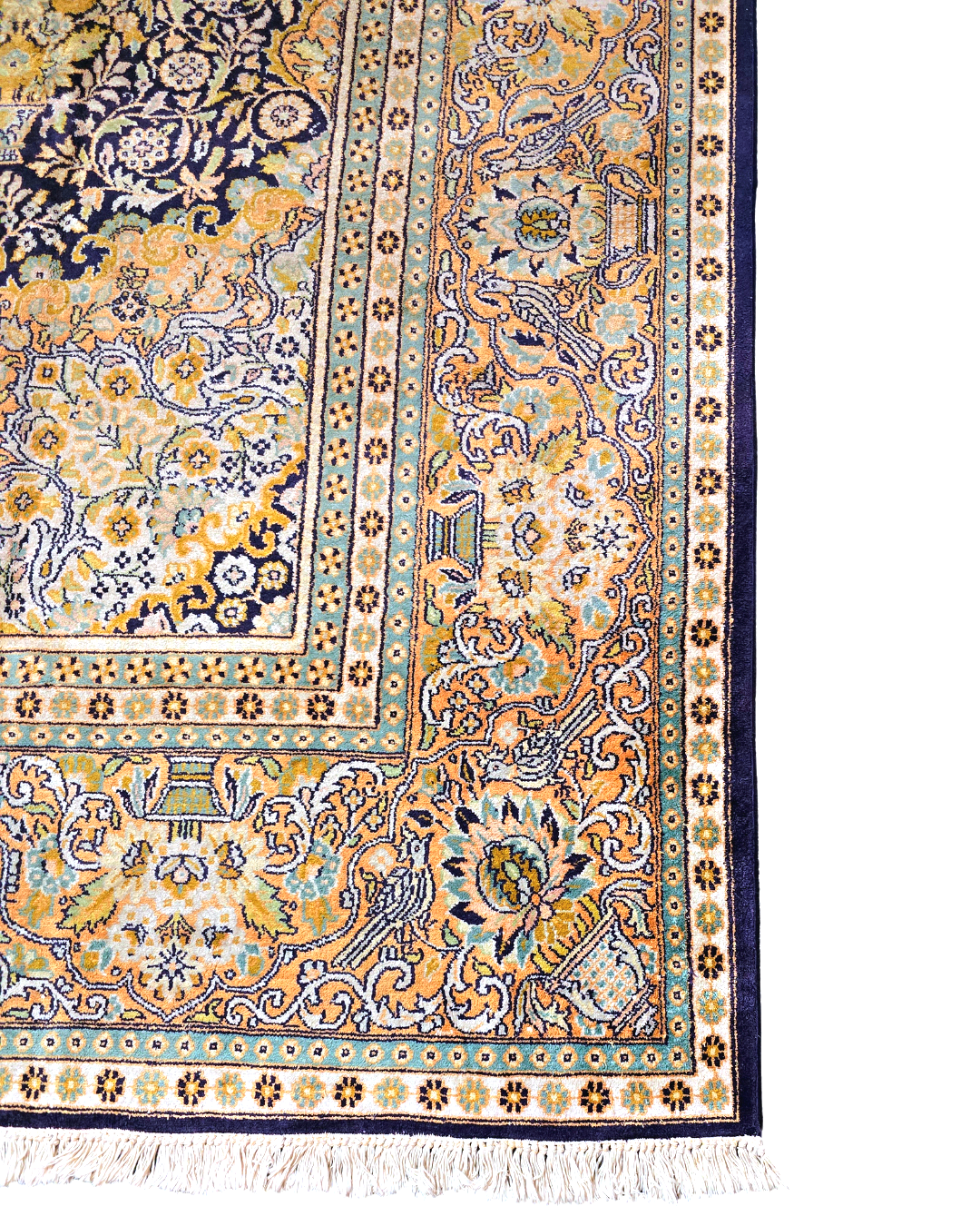 Groot Perzisch tapijt 345x245 zijde vloerkleed handgeknoopt Kashmir