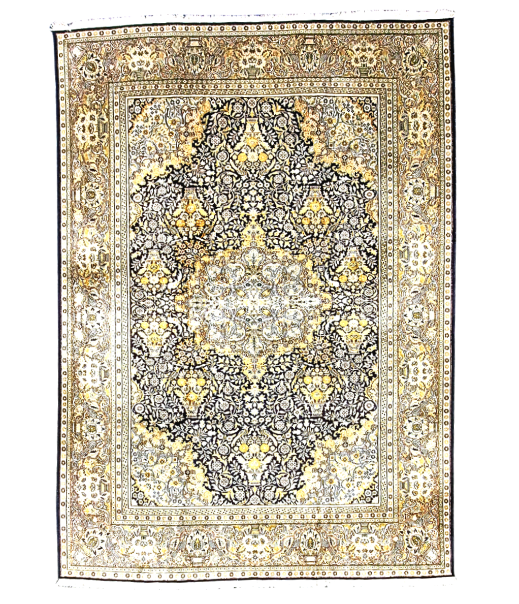Groot Perzisch tapijt 345x245 zijde vloerkleed handgeknoopt Kashmir