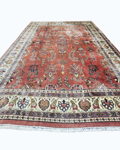 Groot Perzisch tapijt sarough 360x260 wollen vloerkleed handgeknoopt