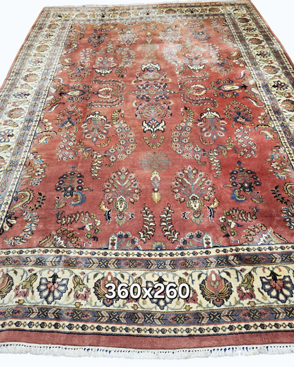 Groot Perzisch tapijt sarough 360x260 wollen vloerkleed handgeknoopt
