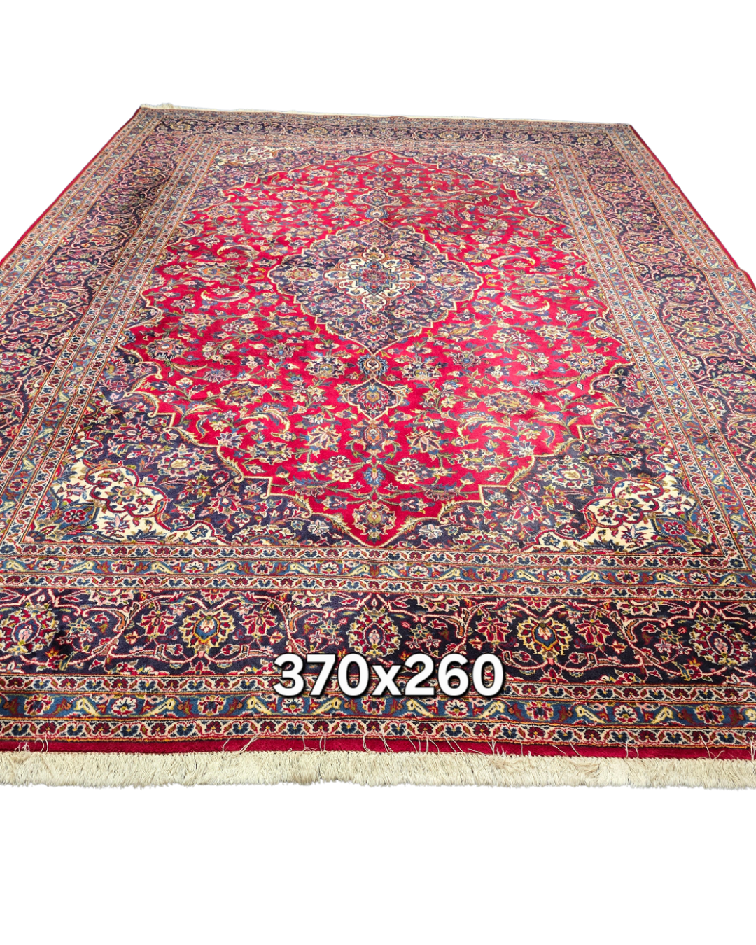 Groot Perzisch tapijt kashan 370x260 wollen vloerkleed handgeknoopt Iran