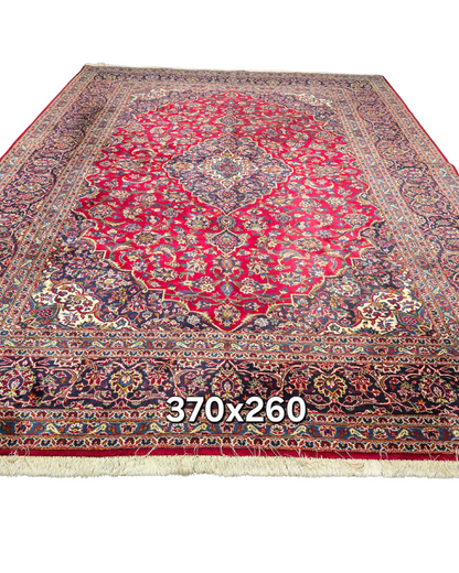 Groot Perzisch tapijt kashan 370x260 wollen vloerkleed handgeknoopt Iran