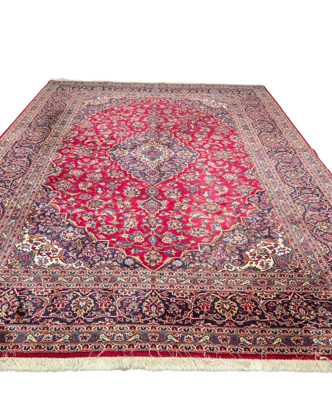 Groot Perzisch tapijt kashan 370x260 wollen vloerkleed handgeknoopt Iran