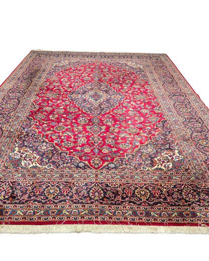 Groot Perzisch tapijt kashan 370x260 wollen vloerkleed handgeknoopt Iran
