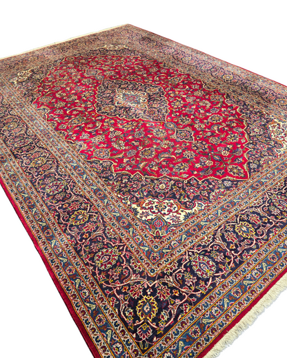 Groot Perzisch tapijt kashan 370x260 wollen vloerkleed handgeknoopt Iran