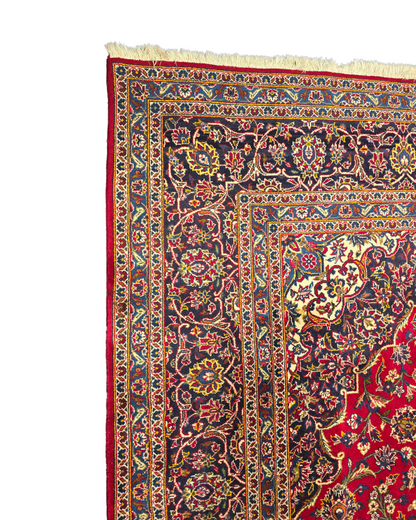 Groot Perzisch tapijt kashan 370x260 wollen vloerkleed handgeknoopt Iran