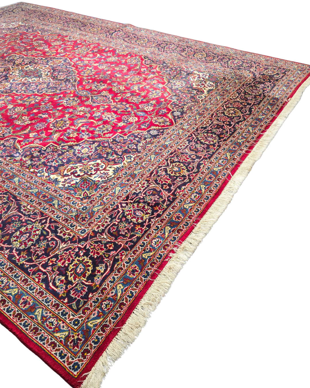 Groot Perzisch tapijt kashan 370x260 wollen vloerkleed handgeknoopt Iran