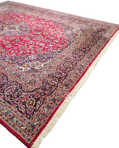 Groot Perzisch tapijt kashan 370x260 wollen vloerkleed handgeknoopt Iran