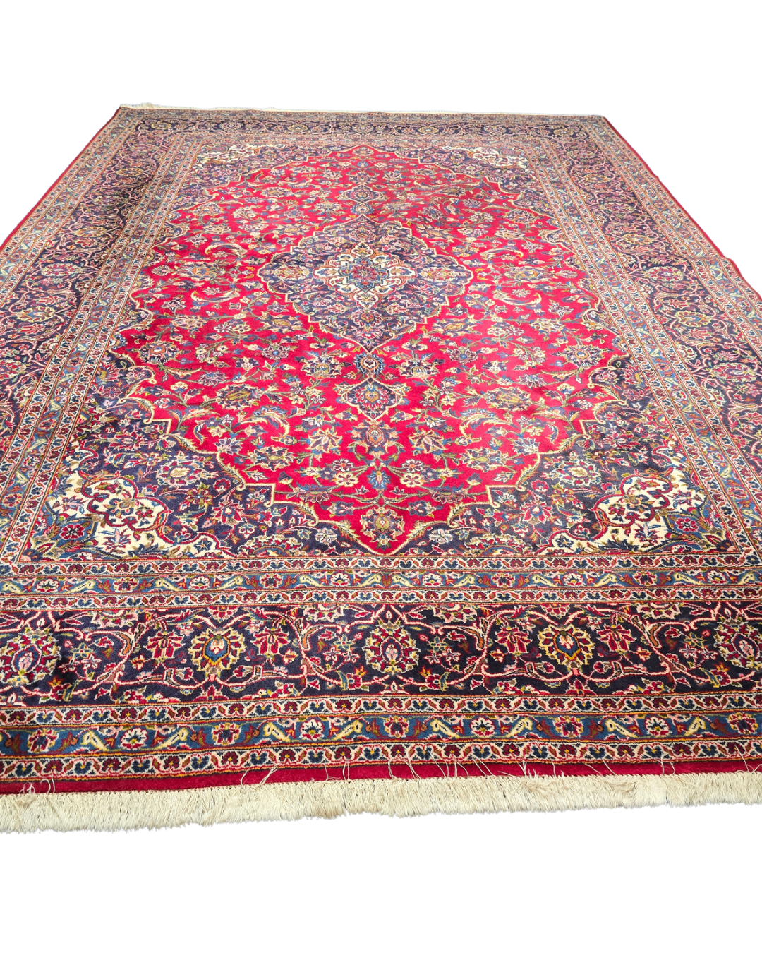 Groot Perzisch tapijt kashan 370x260 wollen vloerkleed handgeknoopt Iran