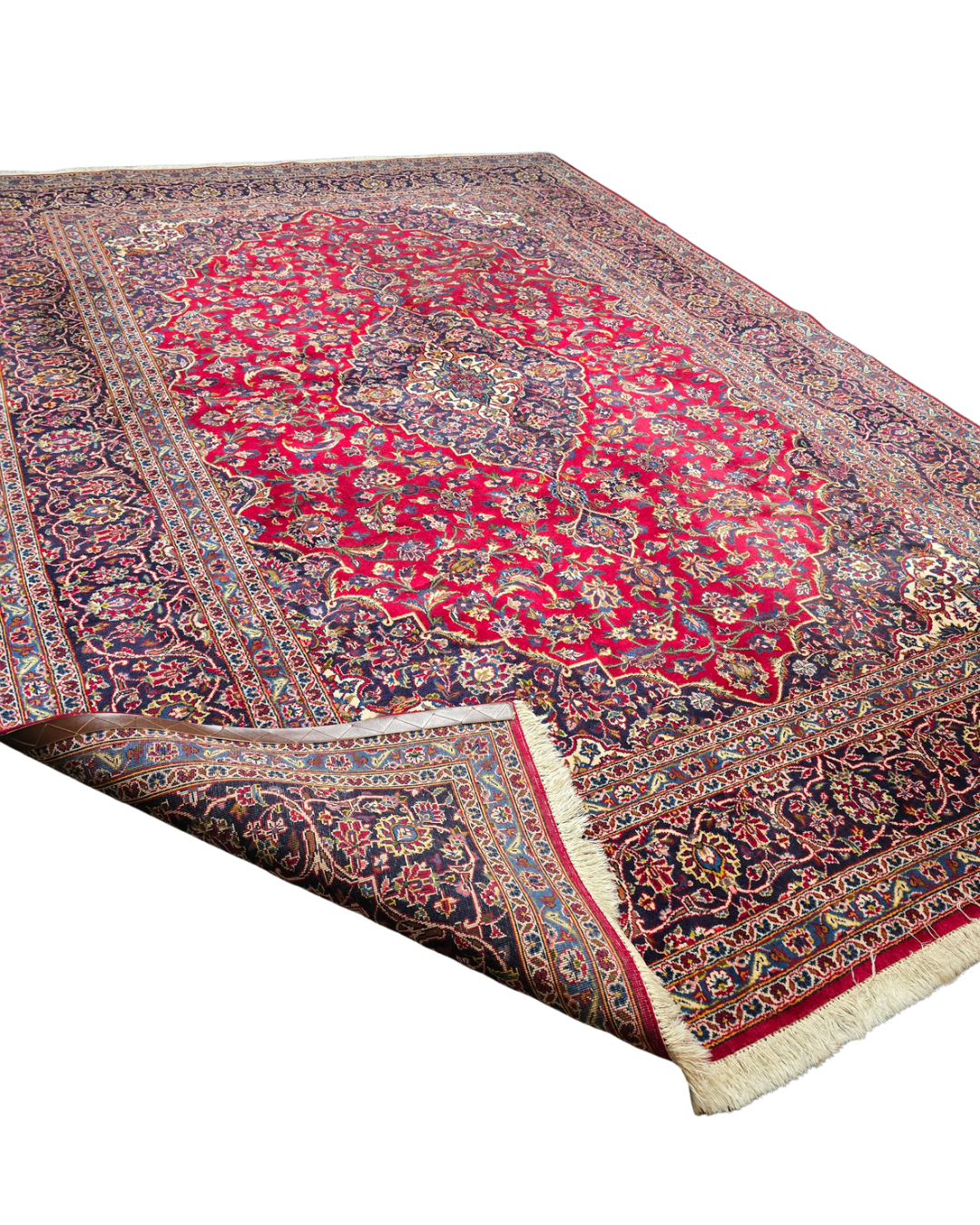 Groot Perzisch tapijt kashan 370x260 wollen vloerkleed handgeknoopt Iran