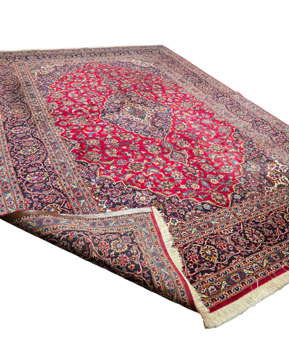 Groot Perzisch tapijt kashan 370x260 wollen vloerkleed handgeknoopt Iran