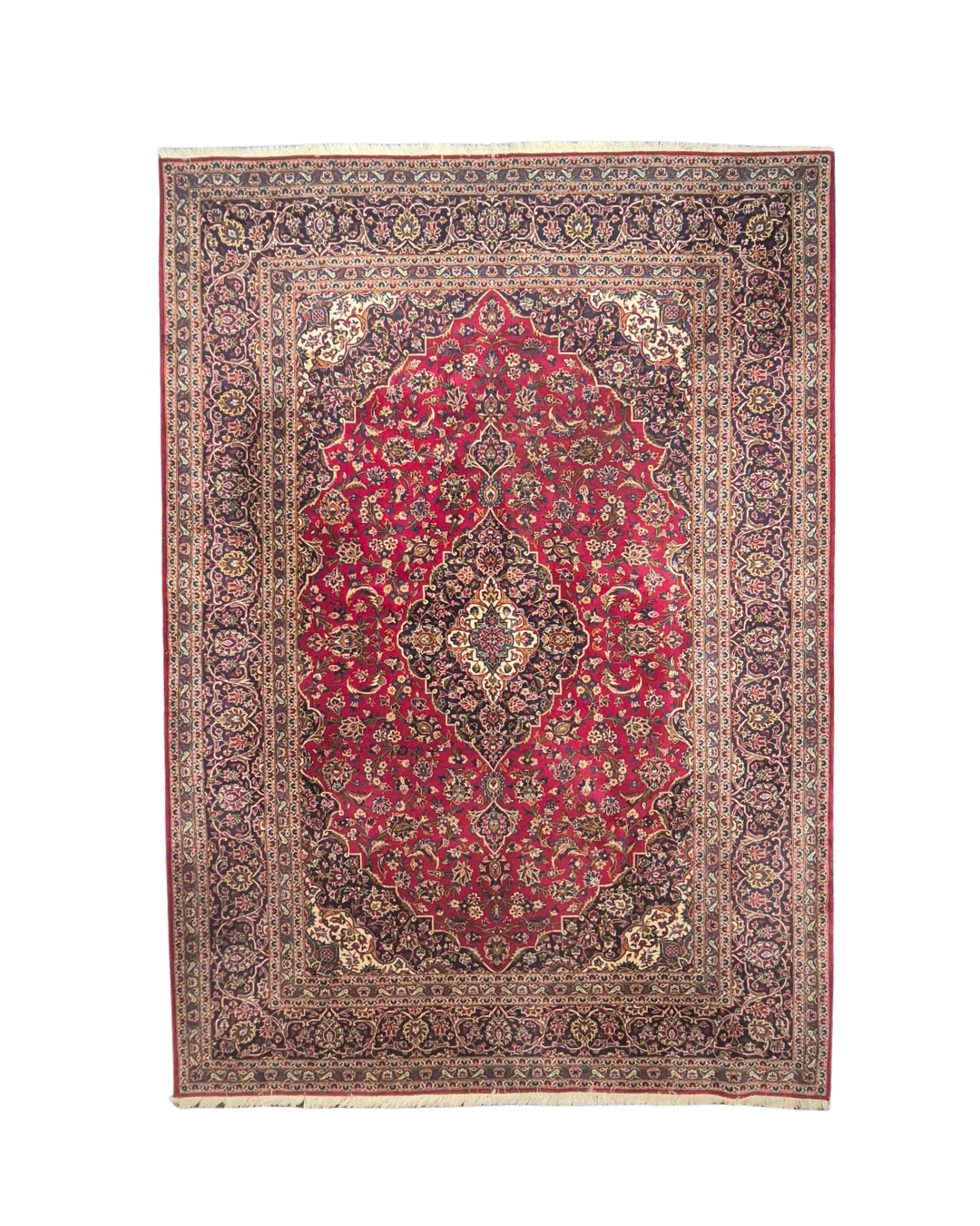 Groot Perzisch tapijt kashan 370x260 wollen vloerkleed handgeknoopt Iran