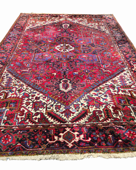 Groot Perzisch tapijt Heriz 342x245 wollen vloerkleed handgeknoopt iran