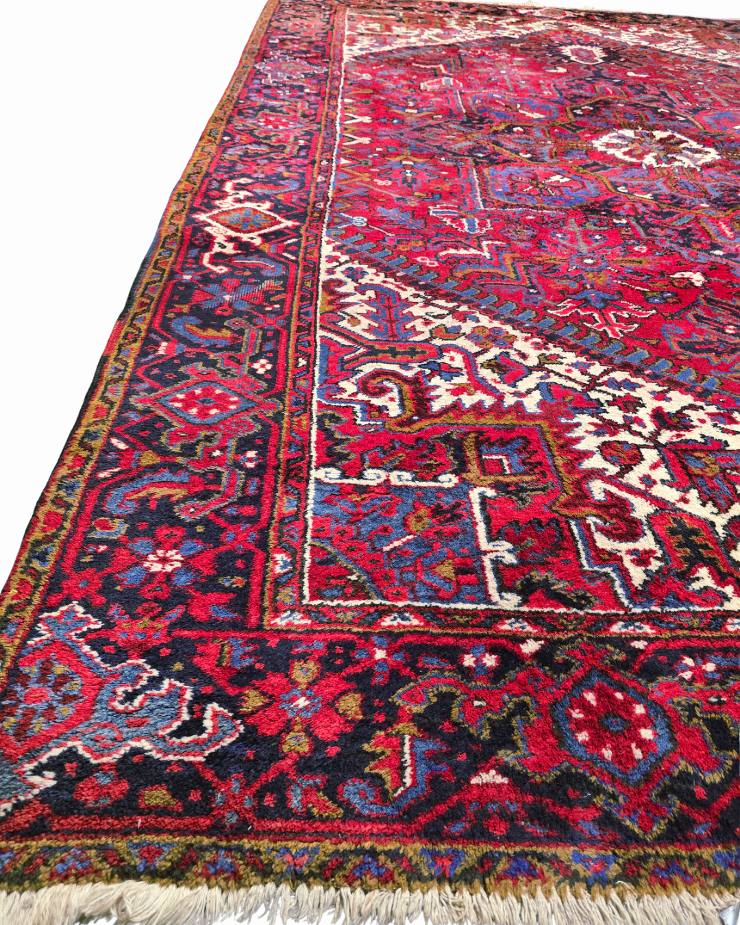Groot Perzisch tapijt Heriz 342x245 wollen vloerkleed handgeknoopt iran